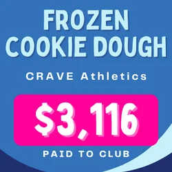 illustration showing cookie dough fundraiser results for Crave Athletics cheer gym